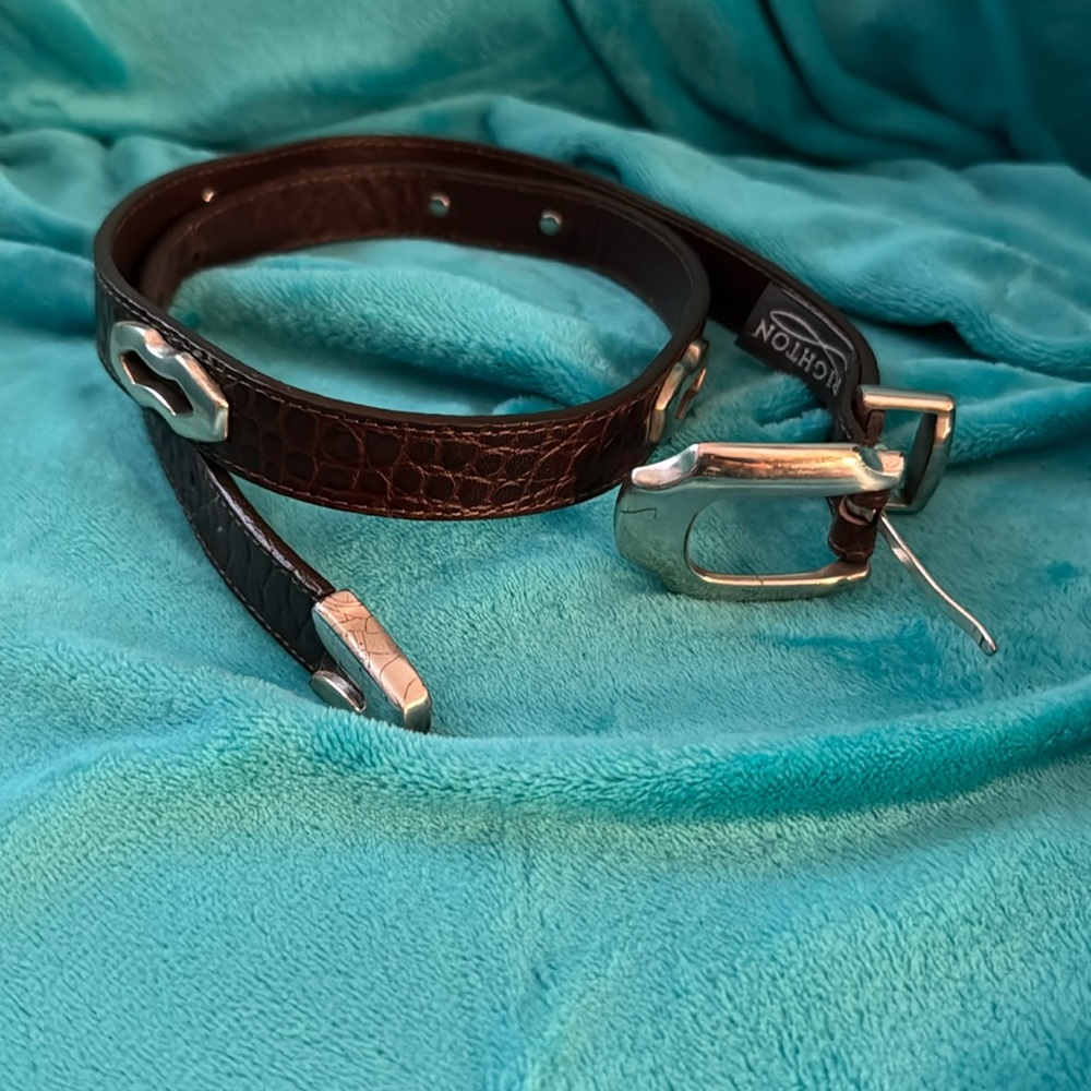 EUC Brighton Brown Belt with croc embossed Leather